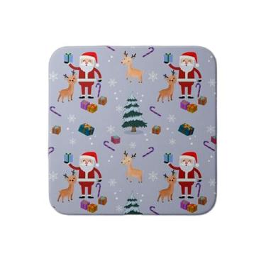 Imagem de Ladrilho Decorativo de Cerâmica Papai Noel com Árvore de Natal e Padrão Sem Emenda