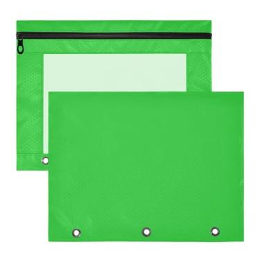 Imagem de Malaquita Estojo de lápis de grande capacidade com 3 anéis para fichário, conjunto de 2