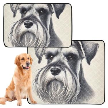 Imagem de TSENQUE Almofadas de xixi laváveis para cães, retrato, schnauzer, reutilizável, à prova d'água, tapete de gaiola de cachorro fofos, absorventes de parto, pequeno, pacote com 3
