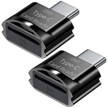 Imagem de Pacote com 2 leitores de cartão micro SD, adaptador USB C para micro SD/TF, dispositivo tipo C com compartimento para cartão micro SD, chaveiro, leitor de cartão de memória para iPhone 17/17 Pro/16/15