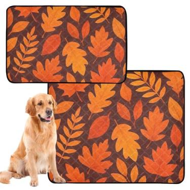 Imagem de TSENQUE Almofadas de xixi para cães, lavável, impermeável, tapete de cercadinho para cães, folhas de outono, laranja-escura, almofada de xixi, reutilizável, absorvente para parto, pequeno x pacote com