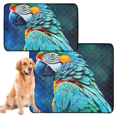 Imagem de Almofadas de xixi para cães de estimação, lavável, colorido, papagaio, azul, verde, reutilizável, almofadas de treinamento de filhotes para cães, à prova d'água, tapete de cercadinho para cães, médio