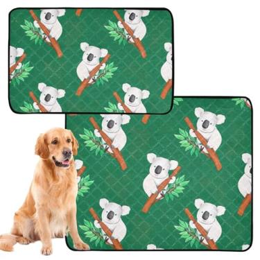 Imagem de TSENQUE Almofada reutilizável reutilizável para gatos com folhas de coala para animais de estimação laváveis para animais de estimação, tapete impermeável para cercadinho de cachorro, absorvente para