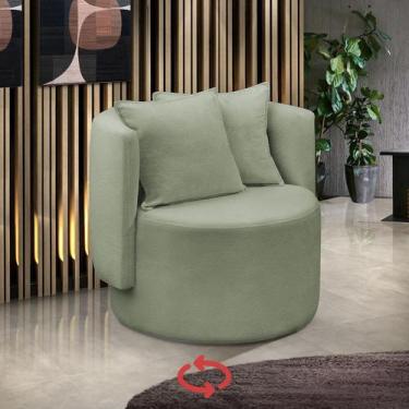 Imagem de Poltrona Orgânica Base Giratória Maya Boucle Verde Redonda Decorativa 