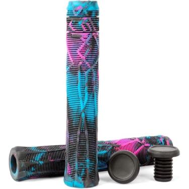 Imagem de Punhos para scooter - Punhos de guidão MTB e BMX de cores mistas | 150/165/180 mm com linhas de corte fáceis para scooter profissional, mountain bike (BlackRainbow)