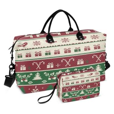 Imagem de CEBUGI Bolsa feminina acolchoada com fundo de Natal, grande, bolsa de viagem de fim de semana, bolsas hospitalares para trabalho de parto e parto