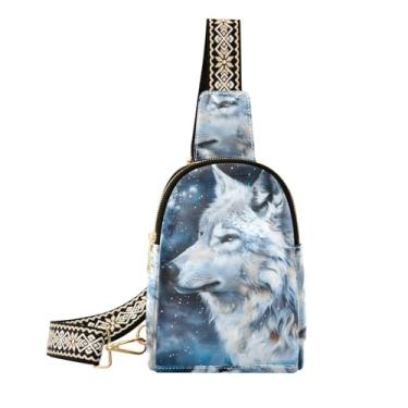 Imagem de CEBUGI Bolsa feminina Wolf pequena tiracolo de couro, pochete para trilhas, viagens ao ar livre