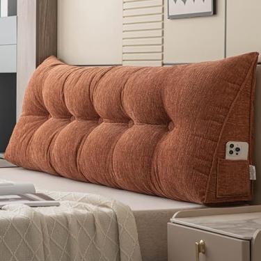 Imagem de Almofada Queen Wedge para cabeceira, almofada de cunha, para cabeceira, Queen, com capa removível e dois bolsos laterais grandes, para camas, sofás, pisos. Especialmente para sentar ou ler na cama