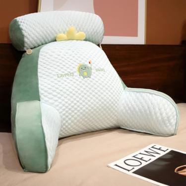 Imagem de CYTJHMD Travesseiro de leitura grande para sentar na cama removível rolo de pescoço com braços grande descanso de cama travesseiro para sentar na cama assistindo TV, dinossauro, 70 x 50 cm