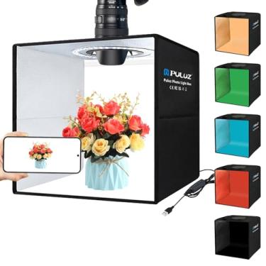 Imagem de PULUZ Caixa de luz profissional de 30,5 x 30,5 cm, kit de barraca de tiro dobrável portátil com CRI > 95 iluminação branca 120 contas de LED com 6 cores de fundo para exibição de produtos