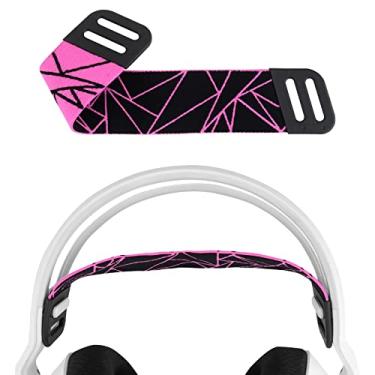Imagem de Geekria Faixa de cabeça de tecido de malha compatível com fones de ouvido Logitech G733, G335, G535, peça de reparo de banda de substituição (preto/rosa)