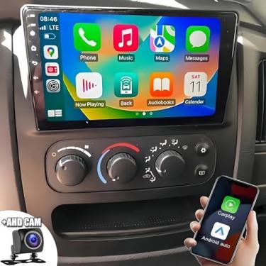 Imagem de Rádio estéreo para carro Android 13 para DodgeRam 1500 2500 3500 caminhão 2003-2005 com CarPlay e Android Auto, 2 + 32G, suporte DSP Navi/Bluetooth/WiFi/FM/MIC, estéreo de 22 polegadas com câmera de