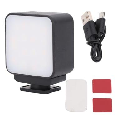 Imagem de Luz de vídeo LED para câmera de ação Pocket 3 16 contas de LED 3 temperatura de cor 3000K 4700K 6500K Bateria recarregável Suporte de sapata fria 1/4 orifício de parafuso Luz de (Preta)