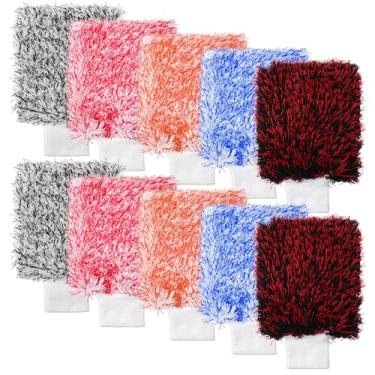 Imagem de MAQUITA 10 luvas de microfibra para lavagem de carro luvas de lavagem de detalhes absorventes suprimentos de limpeza de carro automotivo para carros, motocicletas, SUVs, caminhões, barcos