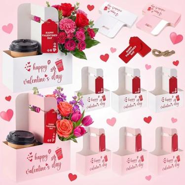 Imagem de MotiMind Conjunto de 30 transportadores de bebidas com alça para 2 ou 4 xícaras, porta-copos de café de 350 a 850 g, entrega de bebidas para viagem, organizador de bebidas quentes/frias para Dia dos