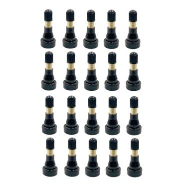 Imagem de Ulifebet 20 peças TR600HP hastes de válvula de pneu de alta pressão sem câmara de latão preto válvulas de pneu de encaixe compatíveis com furos de aro de 1,2 cm, veículos, caminhões, trailers, carros