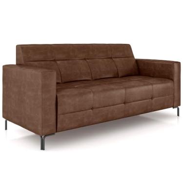 Imagem de Sofá 3 Lugares Sala Living Industrial 180cm Senna K01 Couríssimo Marrom - Lyam Decor