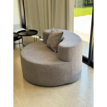 Imagem de Poltrona Pluff Pávia Design Moderno Em Tecido Bouclé Conforto Total (Cinza)