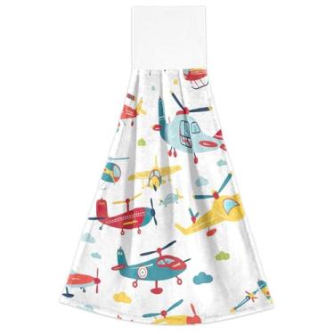 Imagem de Joitme Toalhas de cozinha de mão de aviões e helicópteros com laço para pendurar toalha de banheiro ultra absorvente fofa cozinha decoração de banheiro conjunto de 2, 45 x 35 centímetros