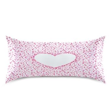 Imagem de Blueangle Fronha de cetim refrescante para cabelo e pele, fronha silhueta de coração dos namorados, tamanho king 50,8 x 101,6 cm com fecho de envelope (788)