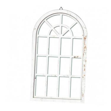 Imagem de KiBcsLic Espelho de parede com janela arqueada, arte minimalista, espelhos decorativos de parede, espelho com moldura de janela para lareira, penteadeira, Branco