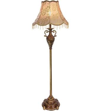 Imagem de Luminária de chão estilo palácio francês, luminária de chão clássica em tecido, luminária vertical decorativa para sala de estar, luminária de leitura alta com proteção para os olhos, luminá