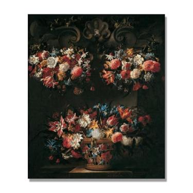 Imagem de NHLDZYH Flores clássicas ainda vida em tela retro buquê de flores pinturas estilo country decoração de parede para cozinha e sala de estar. B31. 50 x 60 cm apenas tela