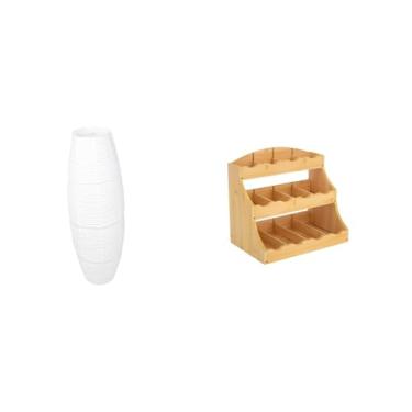 Imagem de Whtkoph Elegante Luminária de Chão em Papel com Suporte Organizador Multifuncional para Quarto, Hotel, Cozinha, Café Ou Bar. Solução de Armazenamento E