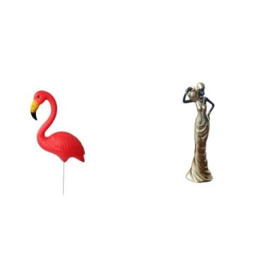 Imagem de Whtkoph Escultura de Flamingo para Jardim de Fadas E Figura Decorativa de Tribal Africana, Ideal para Decorar Mesas, Armários, Quartos Ou Como...