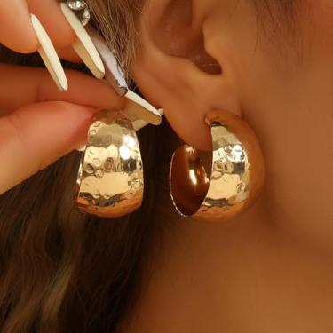 Imagem de Brincos de argola de ouro para mulheres, acessórios de moda - Brincos leves de aço inoxidável, argolas grossas, joias femininas, Medium, Aço inoxidável, Sem pedra preciosa