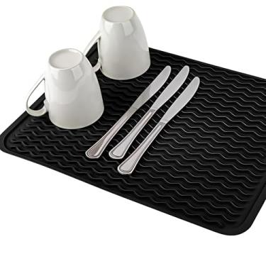 Imagem de Tapete de secagem de pratos de silicone, tapete de pia antiderrapante fácil de limpar tapete de escorredor de pratos grande resistente ao calor para balcão de cozinha, pia, geladeira ou forro de