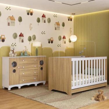 Imagem de Berço Americano 3 em 1 com Cômoda 2 Portas 4 Gavetas Suspiro Multimóve