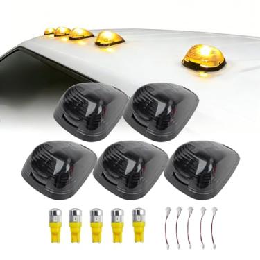 Imagem de 5 luzes marcadoras de táxi, lentes fumê com luzes LED âmbar T10, luz de saída superior para Ford F150 F250 F350 F450 F450 F550 F650 F750 F750 E150 E250 E350 E450 Super Duty Caminhonete