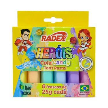 Imagem de Cola Colorida Tons Pastel 6 Unidades 25g Escolar Arte Decoração - Cola
