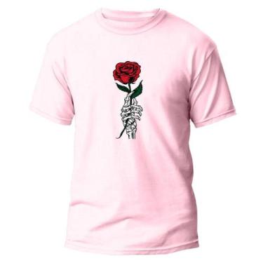 Imagem de Camiseta Básica Algodão Premium Estampa Digital Rosa Caveira - Pavesi,
