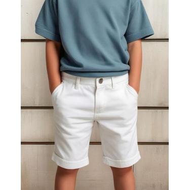 Imagem de Bermuda De Sarja Infantil Juvenil  Veste Bem - Izy Jeans, Branco, 6