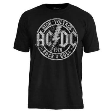 Imagem de Camiseta Banda ACDC Stamp Unissex Estampa Oficial Rock Clássico 100 Al
