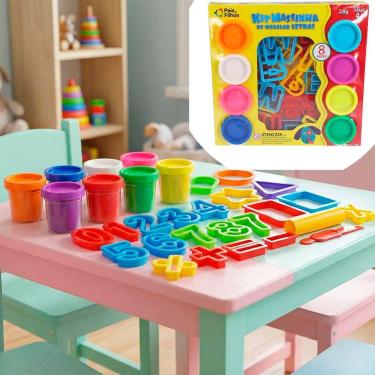 Imagem de Massinha Modelar Letras Números Colorido Brinquedo Educativo