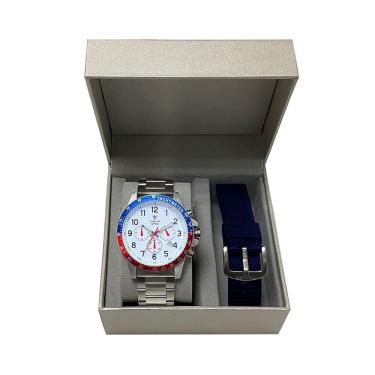 Imagem de Relógio Cronógrafo Masculino de Aço Tuguir Analógico Infinity TGI37031 Prata e Branco