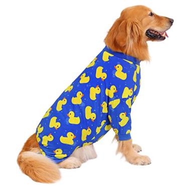 Imagem de HDE Pijama de cachorro macacão de uma peça leve pijama de cachorro camisa para cães M-3GG patos azul - 3GG