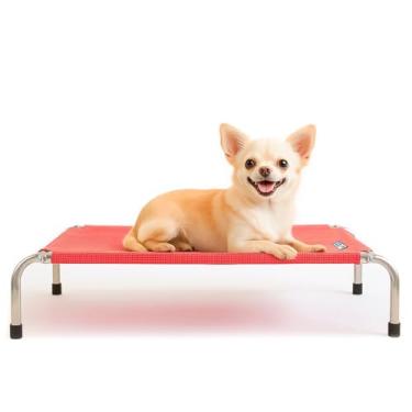 Imagem de Cama Suspensa Ortopédica para Cachorro e Gato Pequeno P 60x40x10cm Arejada Lavável em Alumínio(Rosa)