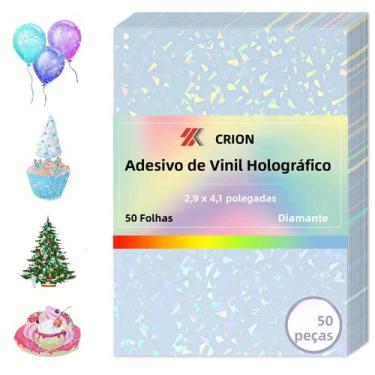 Imagem de Papel Adesivo Holográfico Com Glitter Diamante 50 Folhas 29 X 41 Pol. 