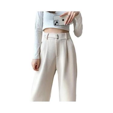 Imagem de Calças De Lã De Cintura Alta E Pernas Largas Para Mulheres Outono Inve