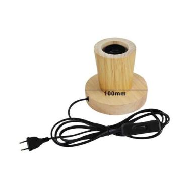 Imagem de Luminária De Mesa De Madeira Retro Moderna E27 Plugue EU Luz De Escrit