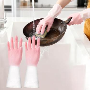 Imagem de Luvas de limpeza premium para lavar louça – Luvas de borracha para cozinha, limpeza doméstica, jardinagem, proteção das mãos