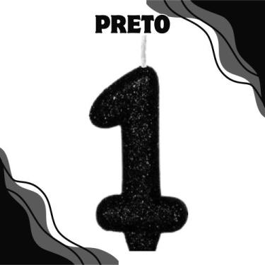 Imagem de Vela de Aniversário Para Bolo Shine C/Glitter - Crgfestas, Preto, 6