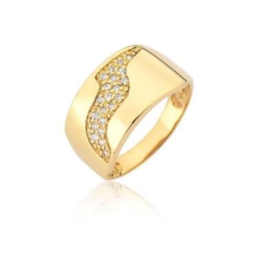 Imagem de anel de ouro feminino cravejado zircônia grande 18k A208 - MAEHLER Art