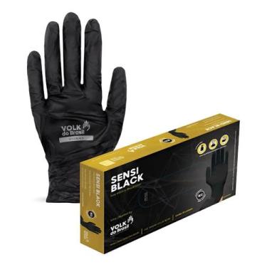 Imagem de Luva Descartável Nitrílica Nitrilo Preta Sensi Black VOLK 50un, P