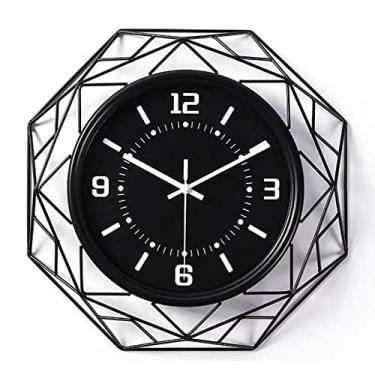 Imagem de Relógio de parede com algarismos romanos de 43 cm, relógio de parede de metal silencioso operado por bateria para sala de estar, quarto, cozinha - preto