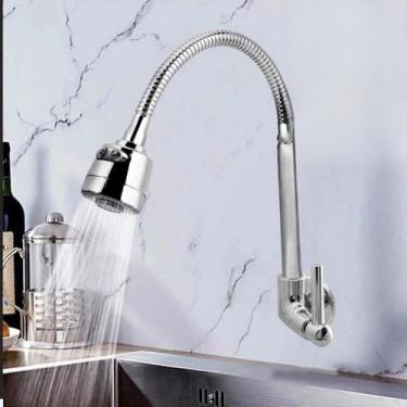 Imagem de Torneira Cozinha Gourmet Flexível Luxo Parede 1/4 De Volta Metal